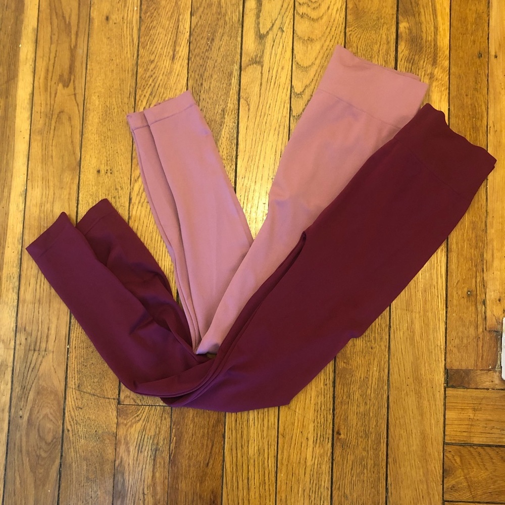 NWT Love J Seamless Leggings Bundle Lot of 2 Burgundy & Dusty Rose - Picture 3 of 7